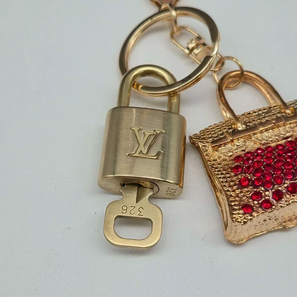 Authentic Louis Vuitton Padlock & Key Gold ✨Unbranded Bag Charm Keychain